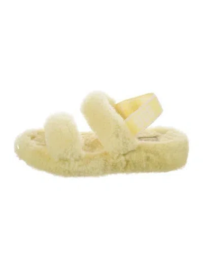 Pre-owned Ugg Shearling Slingback Sandals In Yellow