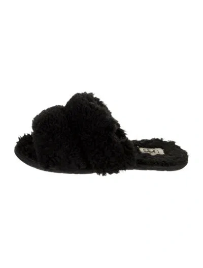 Pre-owned Ugg Shearling Slippers In Black