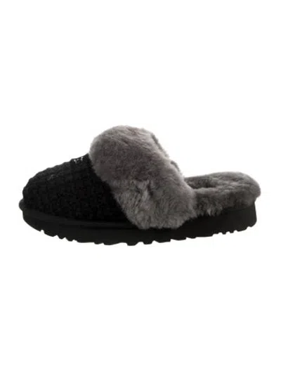 Pre-owned Ugg Shearling Slippers In Black