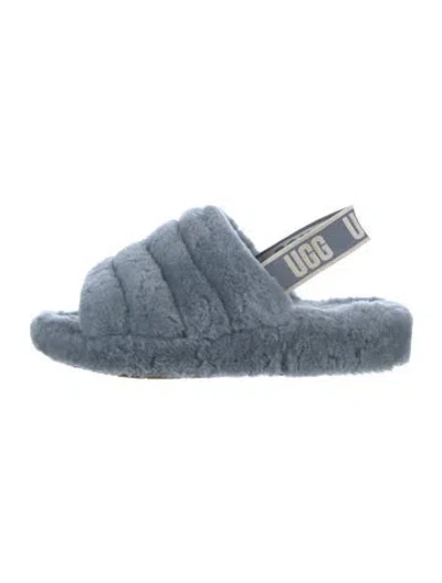 Pre-owned Ugg Shearling Slippers In Blue