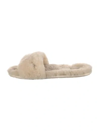 Pre-owned Ugg Shearling Slippers In White