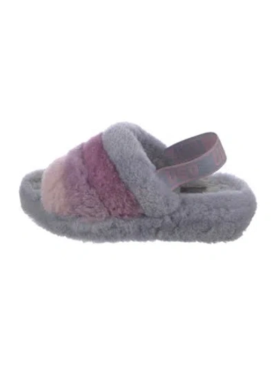 Pre-owned Ugg Shearling Striped Slides In Purple