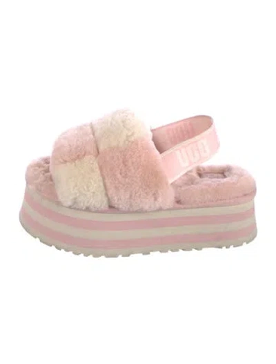 Pre-owned Ugg Shearling Striped Slingback Sandals In Neutral