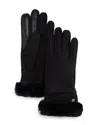 Ugg Seamed Touchscreen Compatible Genuine Shearling Lined Gloves In Black