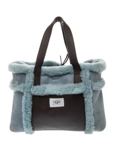 Pre-owned Ugg Shearling Top Handle Bag In Blue