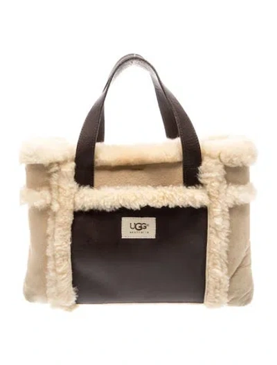 Pre-owned Ugg Shearling Top Handle Bag In Neutral