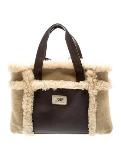 Pre-owned Ugg Shearling Top Handle Bag In Neutrals