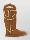 UGG SHEARLING TRIMMED SUEDE BOOTS WITH TELFAR LOGO