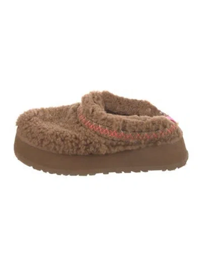 Pre-owned Ugg Shearling Tweed Pattern Flats In Brown