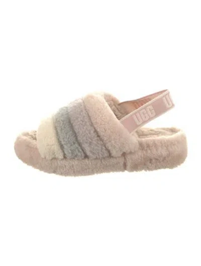 Pre-owned Ugg Shearling Tweed Pattern Slingback Flats In Pink