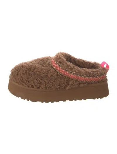 Pre-owned Ugg Shearling Whipstitch Trim Mules In Brown