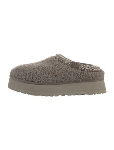 Pre-owned Ugg Shearling Whipstitch Trim Slippers In Gray