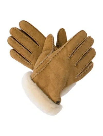 Pre-owned Ugg Shearling Winter Gloves In Brown