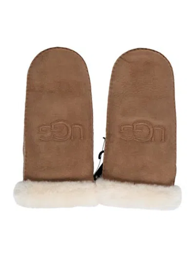 Pre-owned Ugg Shearling Winter Gloves In Neutrals
