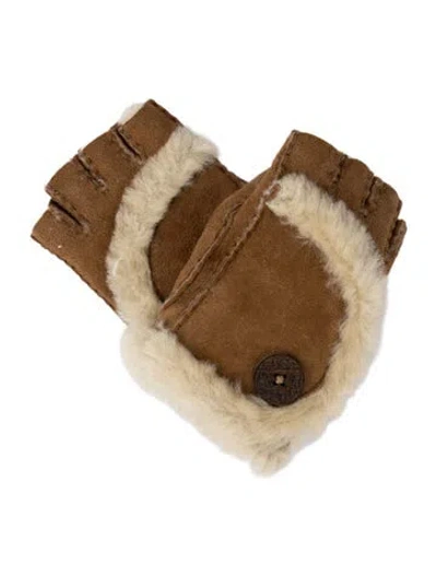 Pre-owned Ugg Shearling Winter Gloves W/tags In Brown