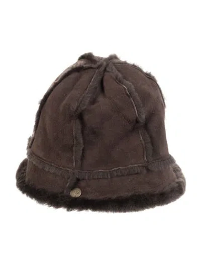 Pre-owned Ugg Shearling Wool Bucket Hat In Brown