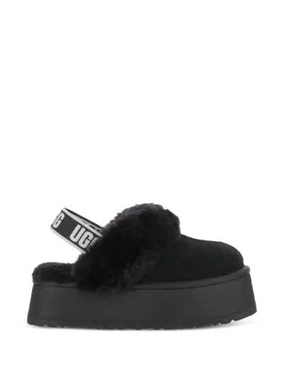 Ugg Shearling-trim Platform Slippers In Black