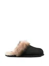 Ugg Leather Fur-lined Round-toe Flat Mules In Multi