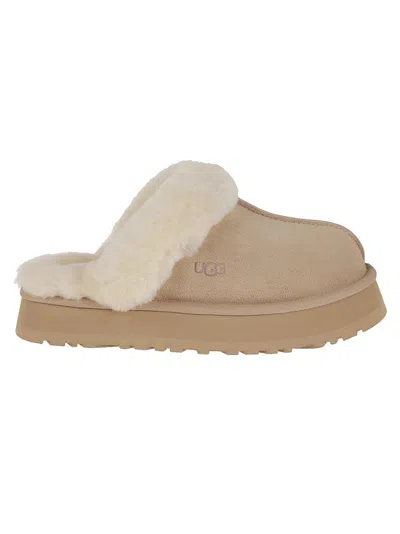 Ugg Sheepskin And Suede Slide With Plush Collar In Brown