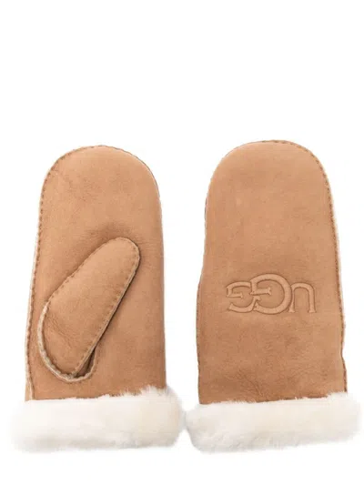 Ugg Sheepskin Boot With Shearling Trim And Embroidered Logo In Neutral