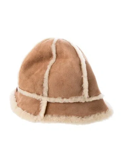 Pre-owned Ugg Sheepskin Bucket Hat In Brown