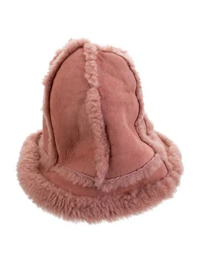 Pre-owned Ugg Sheepskin Bucket Hat In Pink