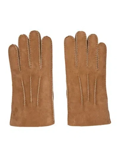 Pre-owned Ugg Sheepskin Fur Gloves In Brown