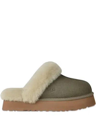 Ugg Sheepskin Platform Slippers In Green