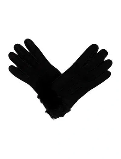 Pre-owned Ugg Sheepskin Winter Gloves In Black