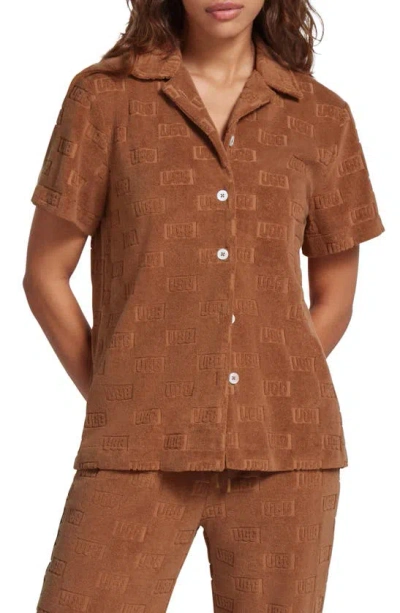 Ugg Shirina Block Terry Cloth Pajama Top In Cedar Bark