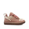 Ugg Ribbon-lace Leather Sneakers In Pink