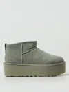 Ugg Classic Ultra Mini P Low Heels Ankle Boots In Green Suede In Green