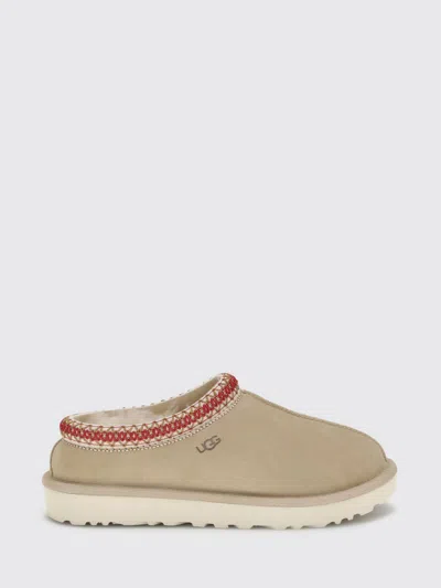 Ugg Tasman Ii Beige Mules With Round Toe And Embroidered Detail In Leather Woman In Brown