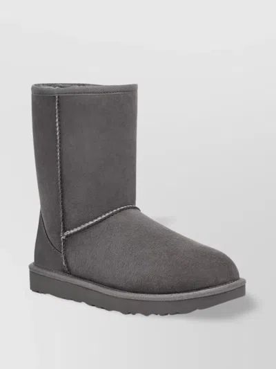 Ugg Mid-calf Suede Boots With Plush Lamb Lining In Gray