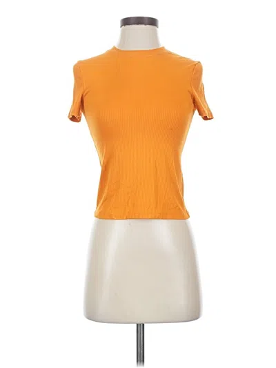 Pre-owned Ugg Short Sleeve Top Orange Mock Neckline Tops