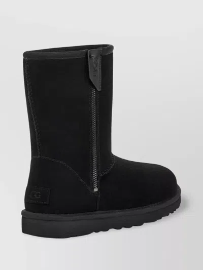 Ugg Short Zipper Round Toe Ribbed Sole Boots