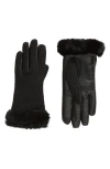 Ugg ® Shorty Genuine Shearling Gloves In Black