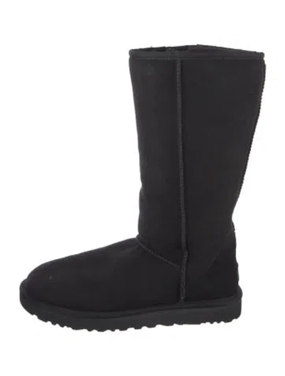 Pre-owned Ugg Signature Logo Suede Boots In Black