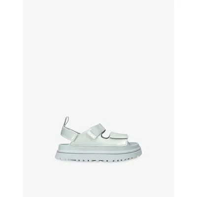 Ugg Silver Kids' Goldenglow Chunky-sole Woven Sandals Eur 32.5 /13.5 Uk In Green