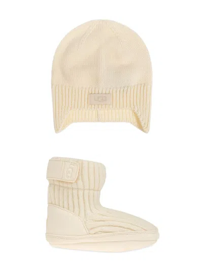 Ugg Babies' Skylar Boots And Beanie Set In Crm