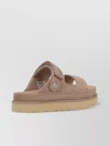 Ugg Slide Starry Gold Suede Webbing Strap In Neutral