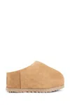 Ugg Round Toe Suede Mules With Rubber Sole In Brown