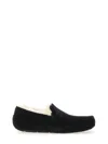 Ugg Ascot 1101110-blk Moccasin Mens Us 7 Black Suede Wool Slip On Slipper Dwa626 In Brown
