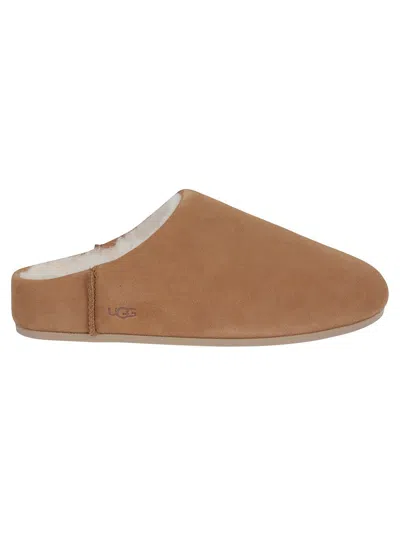 UGG SLIP-ON SANDALS WITH SMOOTH SUEDE EXTERIOR