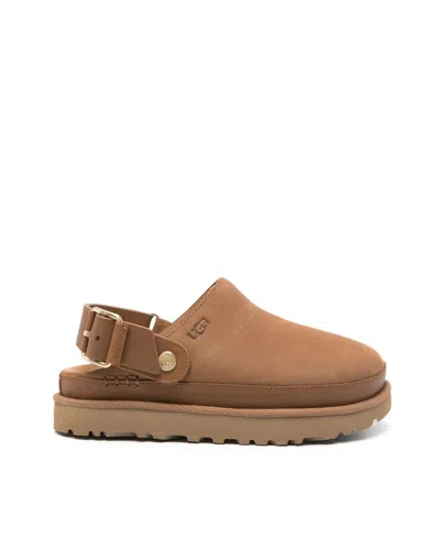 Ugg 25mm W Goldenstar Villa Suede Mules In Brown