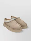 Ugg Tasman Embroidered Suede Flatform Mules In Nude