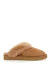 Ugg 'classic Slipper Ii' Beige Slip-on Mules With Faux Fur And Suede Leather Woman In Brown