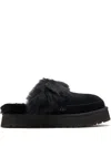 Ugg Disquette Chalet Suede And Sheepskin Slippers In Black