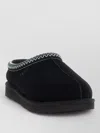 Ugg Tasman Ii Suede Slippers With Wool Lining And Contrast Stitching In Black