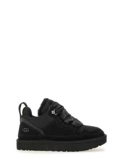 Ugg Lowmel Low-top Cushioned Leather-textile Sneakers In Black